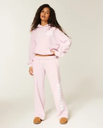 Sweatpants med logo og vide ben