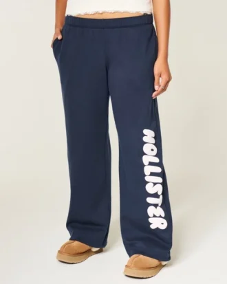 Sweatpants med logo og vide ben