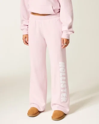 Sweatpants med logo og vide ben