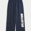 Sweatpants med logo og vide ben