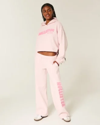 Sweatpants med vid ben og logo