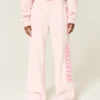 Sweatpants med vid ben og logo