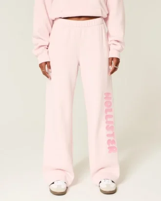Sweatpants med vid ben og logo