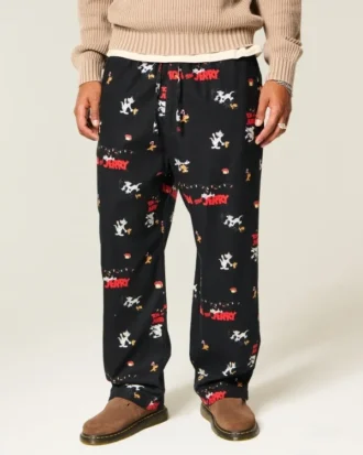 Tom og Jerry grafisk flanellpyjamasbukse