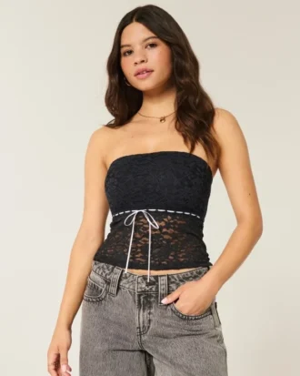 Tube-top med blonder over hele