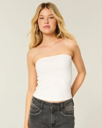 Tube-top med blonder over hele