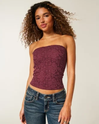 Tube-top med blonder over hele