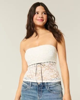 Tube-top med blonder over hele