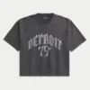 Tung baggy kort fotball-T-skjorte med Detroit-grafikk