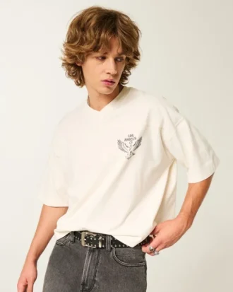 Tung baggy kort Los Angeles grafisk fotball-T-skjorte