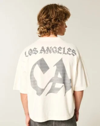 Tung baggy kort Los Angeles grafisk fotball-T-skjorte