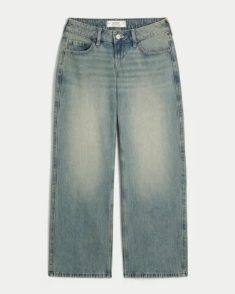 Ultra lav midje, medium vasket baggy jeans