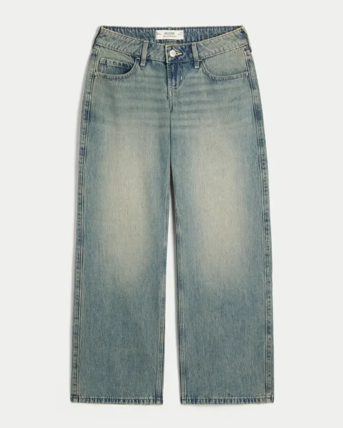Ultra lav midje, medium vasket baggy jeans