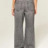 Ultra lav midje Mini-linning Grå baggy jeans