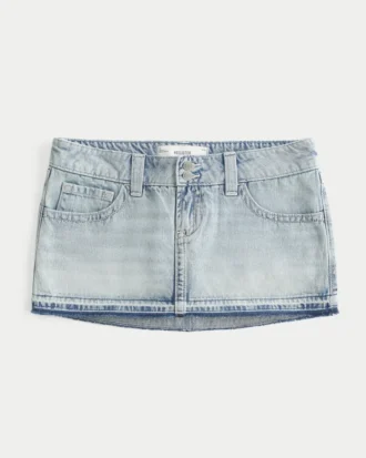 Ultra lavt sittende denim mikro miniskjørt