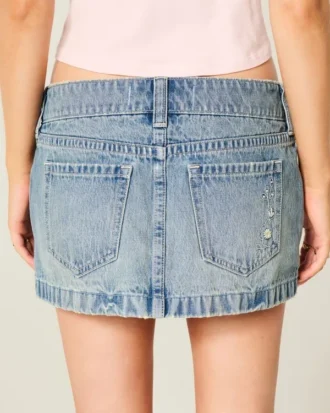 Ultra lavt sittende denim mikro miniskjørt