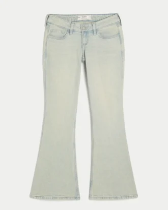 Ultra lavt sittende, lysvaskede flare-jeans