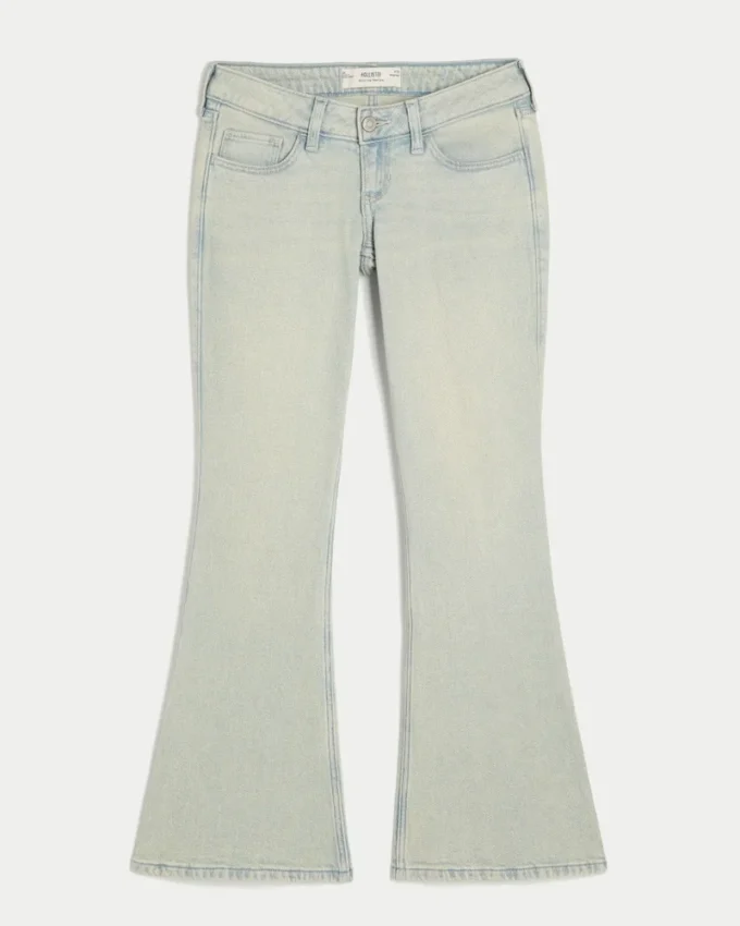 Ultra lavt sittende, lysvaskede flare-jeans