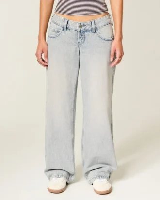 Ultra lavt sittende, lysvasket baggy jeans