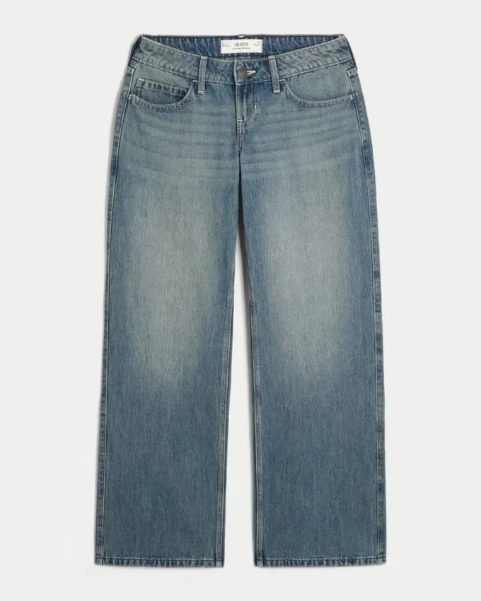 Ultra lavt sittende, mørkvaskede baggy jeans