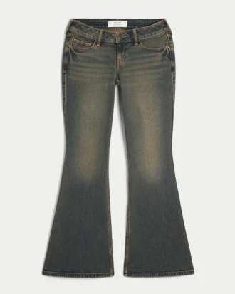 Ultra lavt sittende mørkvaskede flare-jeans Ultra lavt sittende mørkvaskede flare-jeans