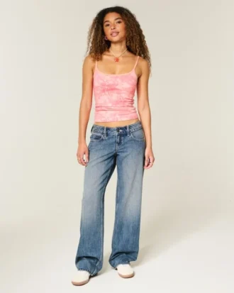 Ultra lavt sittende, mørkvasket baggy jeans