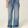 Ultra lavt sittende, mørkvasket baggy jeans