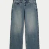 Ultra lavt sittende, mørkvasket baggy jeans