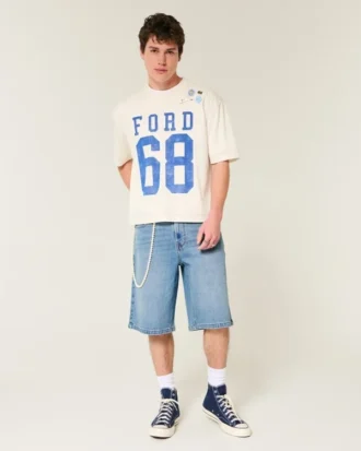 Under kneet Medium vask Superbaggy denimshorts