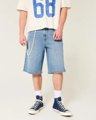 Under kneet Medium vask Superbaggy denimshorts