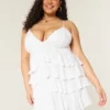 V-hals babydoll minikjole med volanger