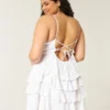V-hals babydoll minikjole med volanger