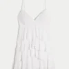 V-hals babydoll minikjole med volanger