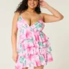 V-hals med volanger, babydoll minikjole