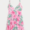 V-hals med volanger, babydoll minikjole