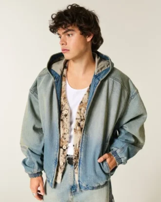 Vasket denim skaterjakke Vasket denim skaterjakke