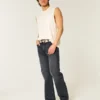 Vasket svart avslappet bootcut-jeans