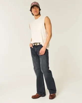 Vasket svart avslappet bootcut-jeans Vasket svart avslappet bootcut-jeans