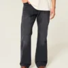 Vasket svart avslappet bootcut-jeans