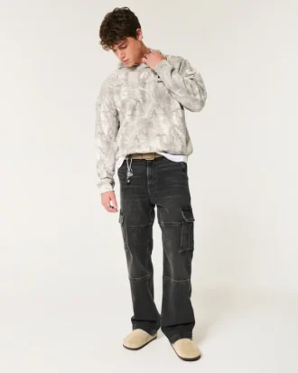 Vasket svart baggy cargojeans