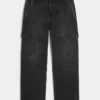 Vasket svart baggy cargojeans