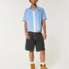 Vasket svart baggy denimshorts