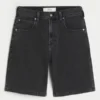 Vasket svart baggy denimshorts