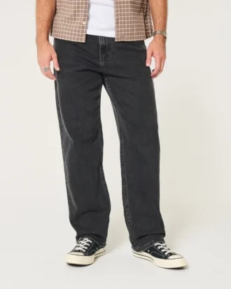 Vasket svart baggy jeans