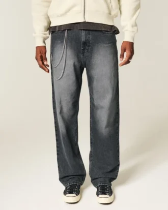 Vasket svart baggy jeans