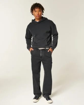 Vasket svart baggy malerjeans