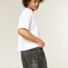 Vasket svart brodert slange skater baggy jeans