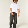Vasket svart brodert slange skater baggy jeans