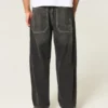 Vasket svart brodert slange skater baggy jeans