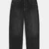 Vasket svart brodert slange skater baggy jeans